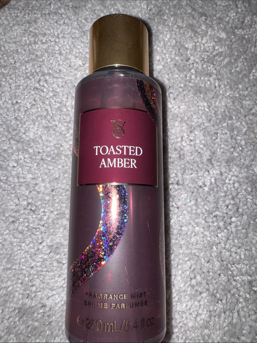 Victoria's Secret Toasted Amber Fragrance Mist - Deep Plum with Gold Cap